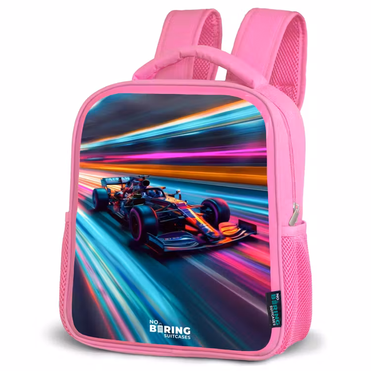 Kinderrugzak - Roze - Raceauto met kleurrijke lichtsporen — 4