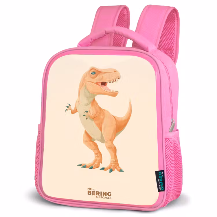 Kinderrugzak - Roze - T-rex dino in oranje kleuren — 4