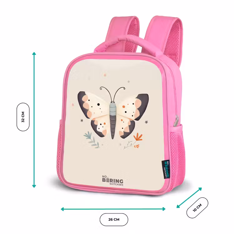 Kinderrugzak - Roze - Vlinder in neutrale pastel kleuren β 3