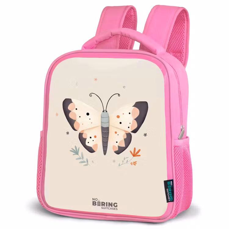 Kinderrugzak - Roze - Vlinder in neutrale pastel kleuren β 4