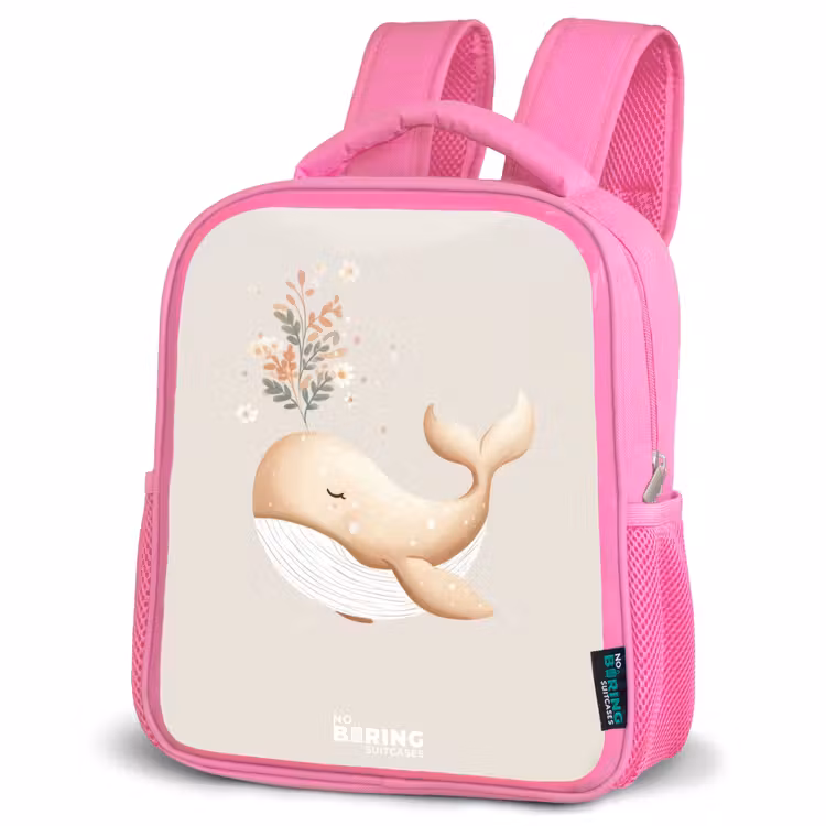 Kinderrugzak - Roze - Walvis in pastel beige kleuren — 4