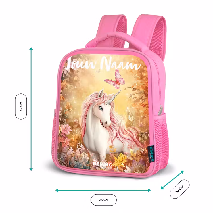Kinderrugzak met naam - Roze - Eenhoorn - Vlinder - Roze - Manen — 3