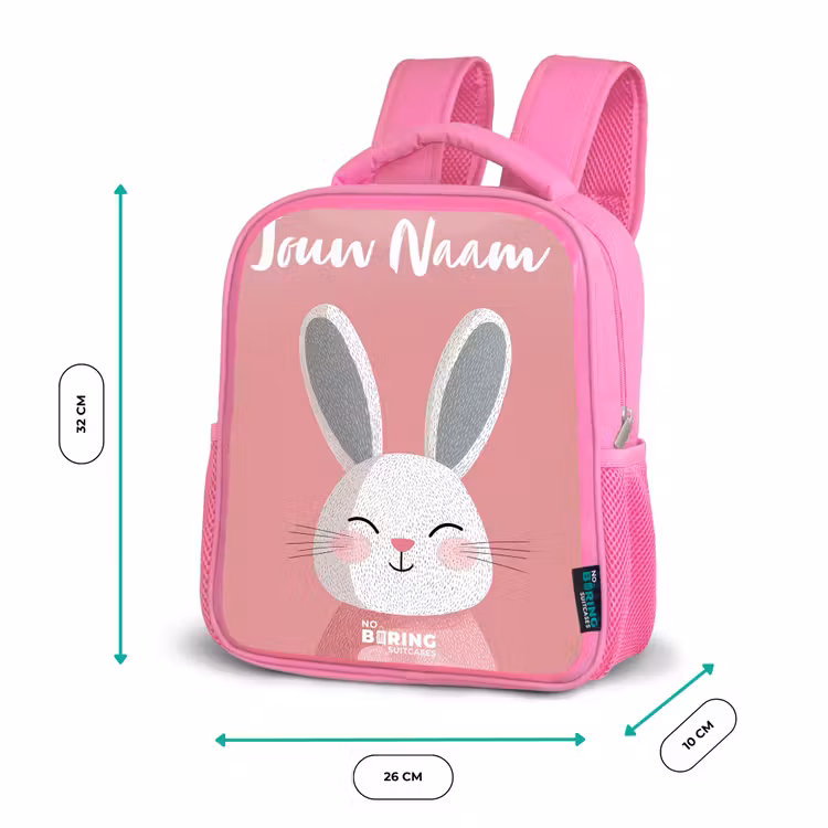 Kinderrugzak met naam - Roze - Konijn - Blosje - Stippen - Roze — 3