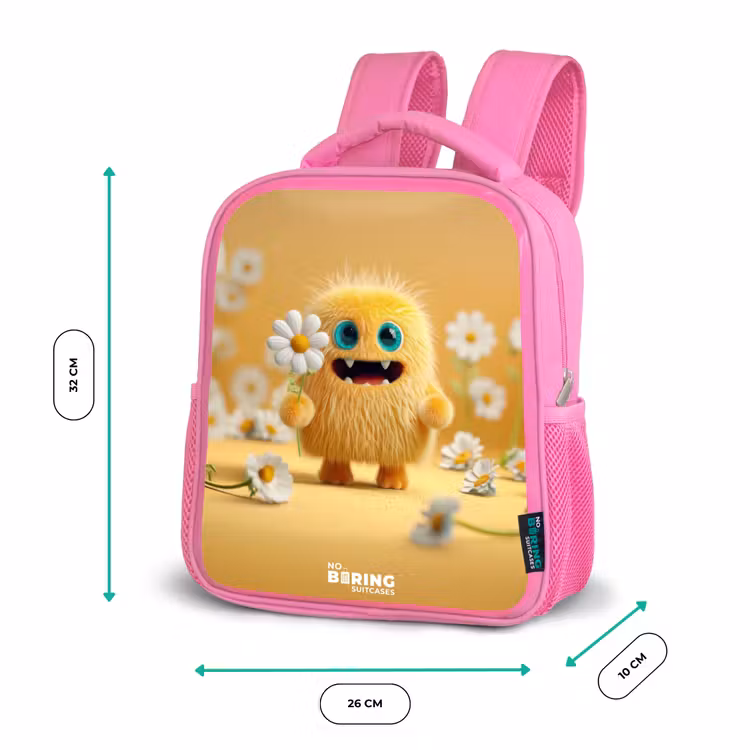 Kinderrugzak - Roze - Monster - Wezen - Bloem - Geel — 3