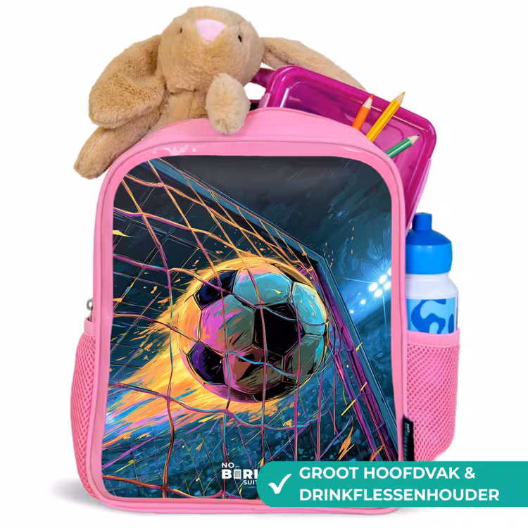 Kinderrugzak - Roze - Neon - Net - Voetbal - Kleurrijk — 2