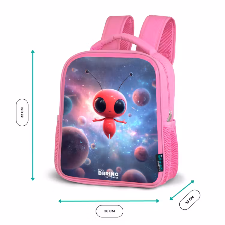 Kinderrugzak - Roze - Rood Ruimtewezen in Kosmische Dans — 3