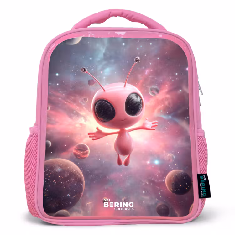 Kinderrugzak - Roze - Roze Alien in Sterrennevel — 1