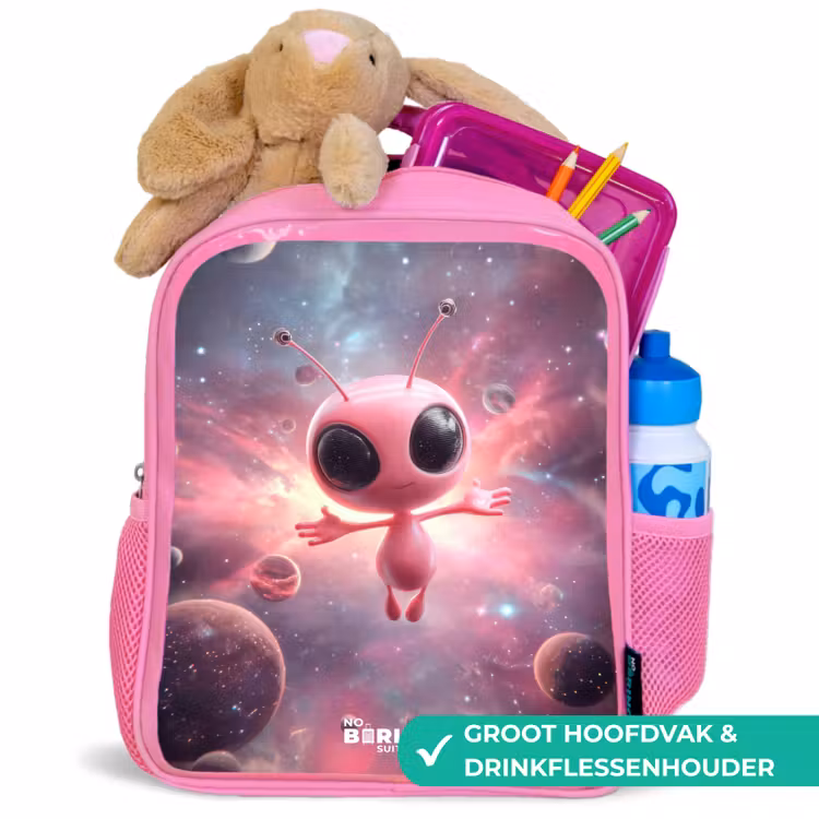 Kinderrugzak - Roze - Roze Alien in Sterrennevel — 2