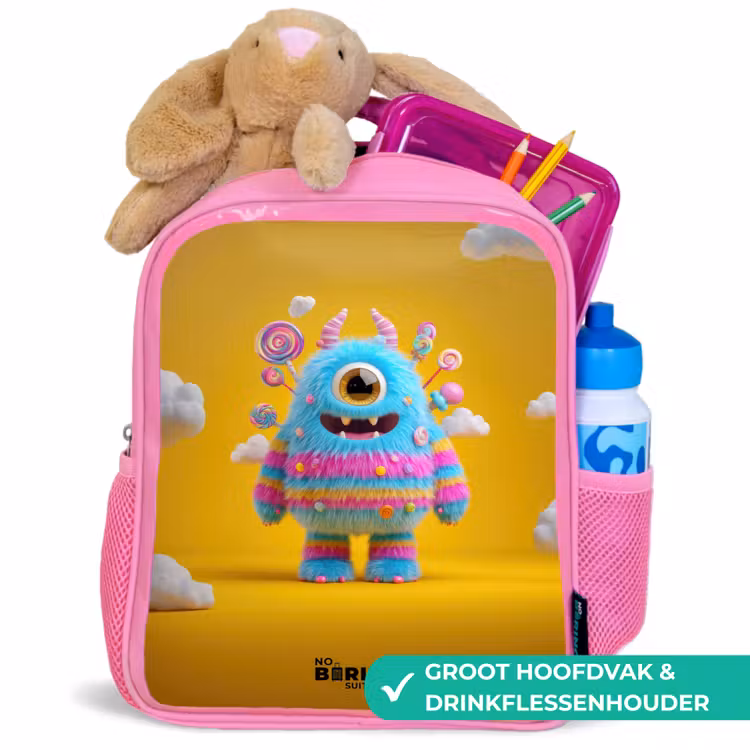 Kinderrugzak - Roze - Snoep - Monster - Regenboog â 2