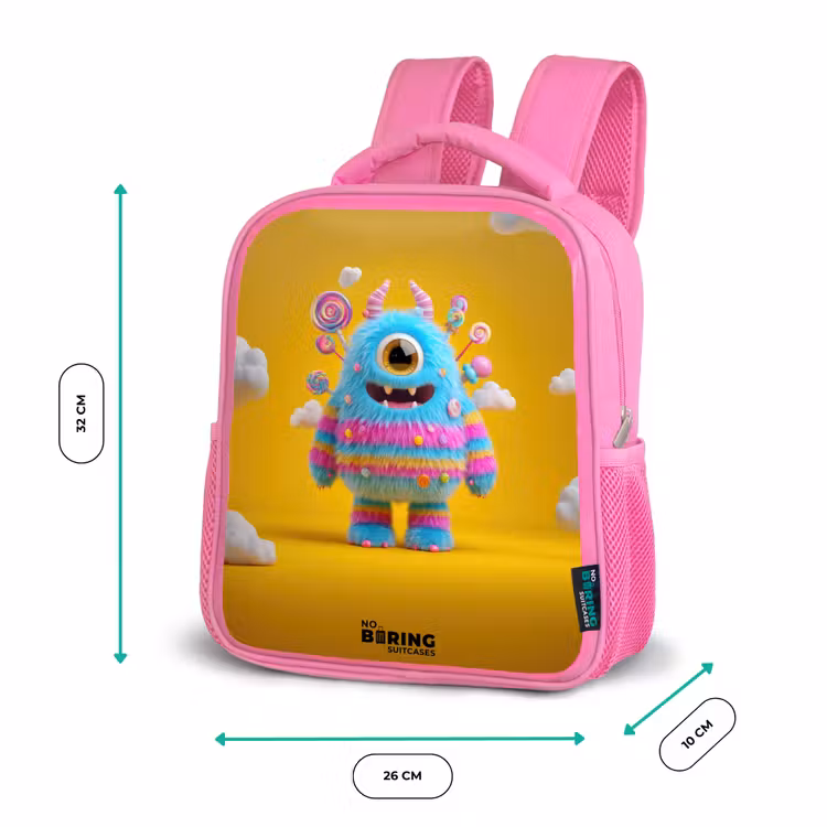 Kinderrugzak - Roze - Snoep - Monster - Regenboog â 3