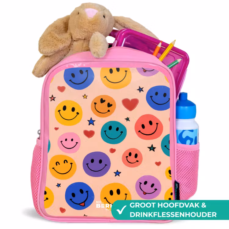 Kinderrugzak - Roze - Vrolijk Smiley-patroon — 2