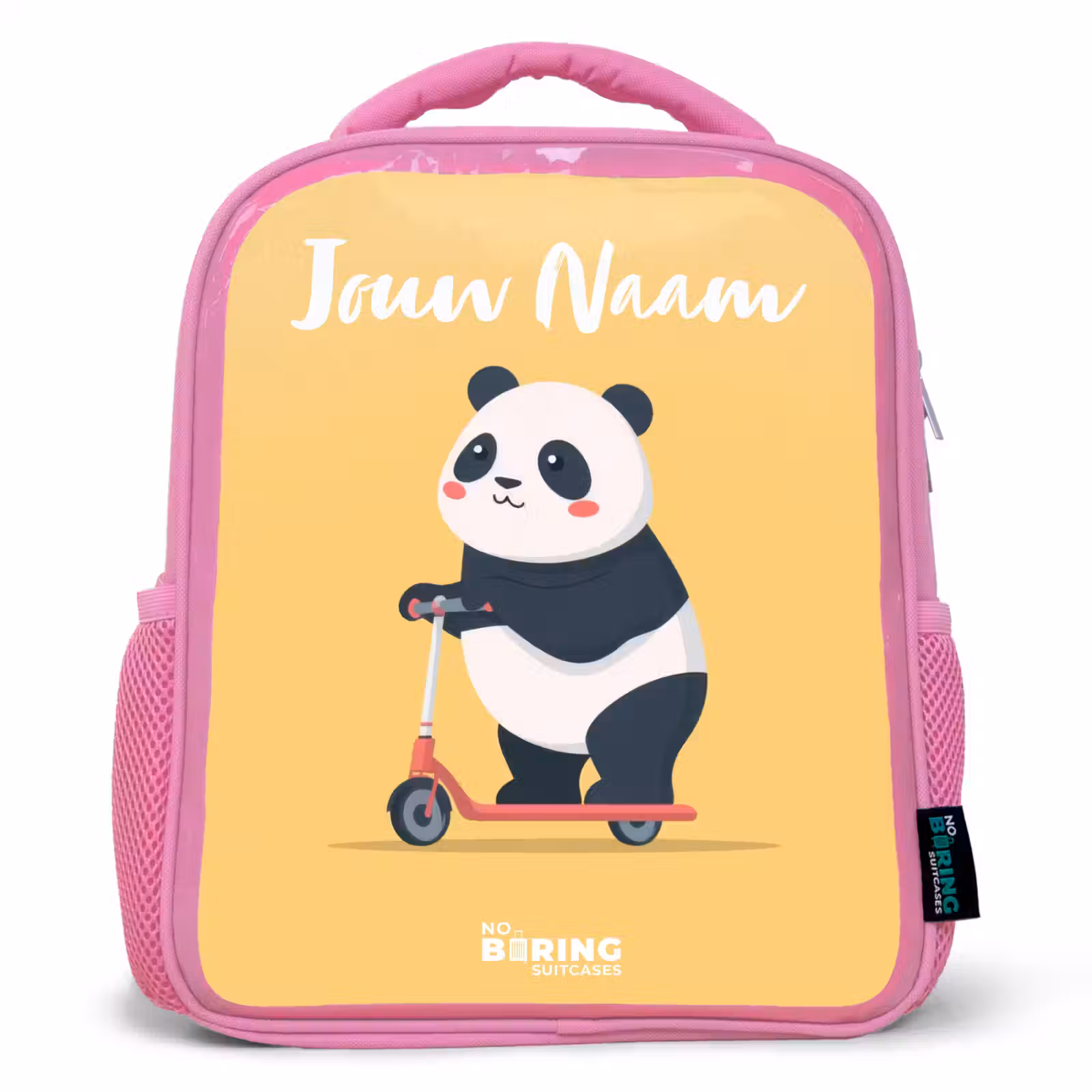 Kinderrugzak met naam - Roze - Panda - Step - Geel — 1