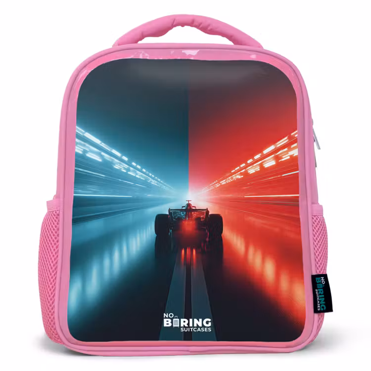 Kinderrugzak - Roze - Baan - Raceauto - Neon - Rood β 1