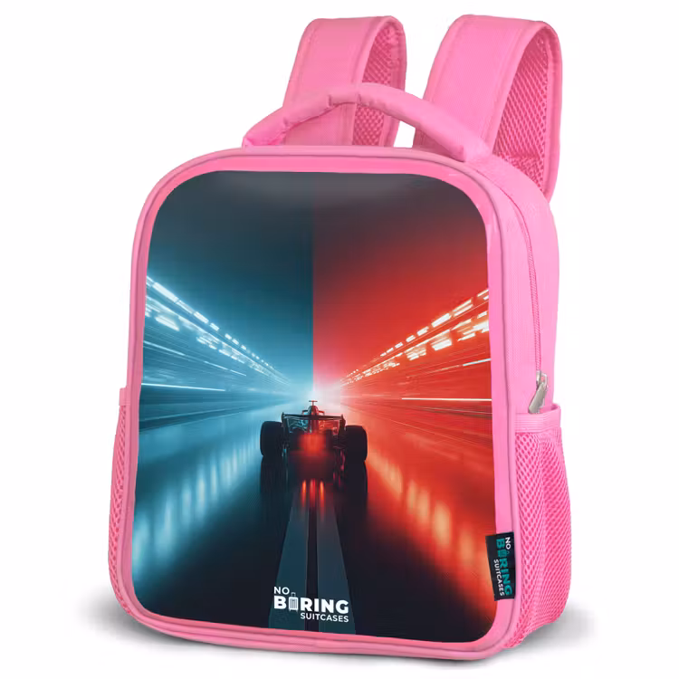 Kinderrugzak - Roze - Baan - Raceauto - Neon - Rood β 4