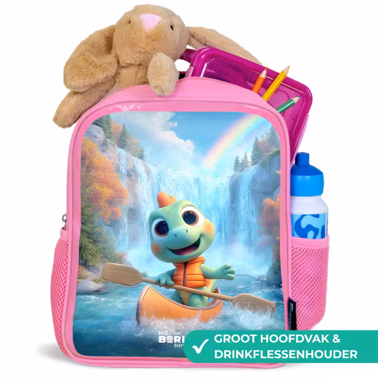 Kinderrugzak - Roze - Dino - Natuur - Waterval — 2