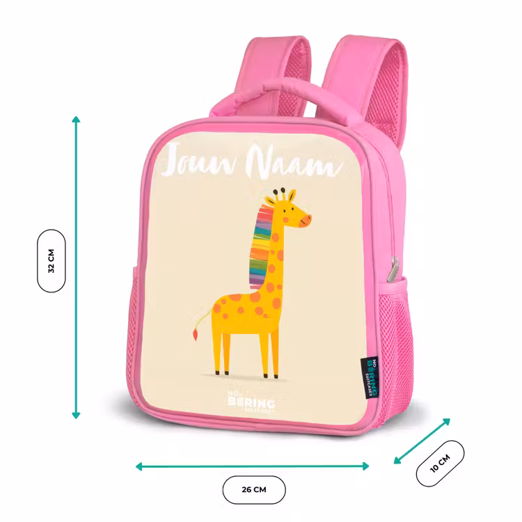 Kinderrugzak met naam - Roze - Giraffe - Dier - Kleurrijk — 3