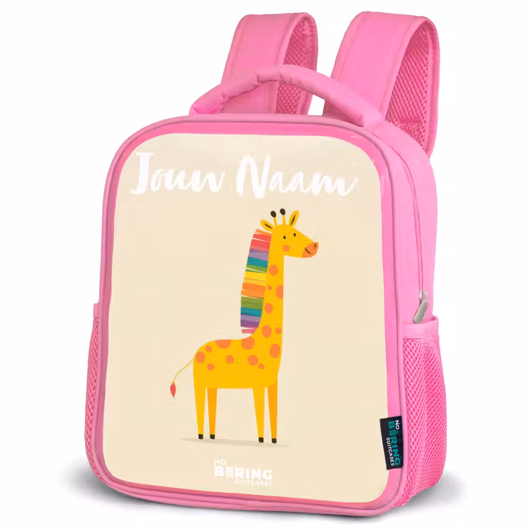 Kinderrugzak met naam - Roze - Giraffe - Dier - Kleurrijk — 4