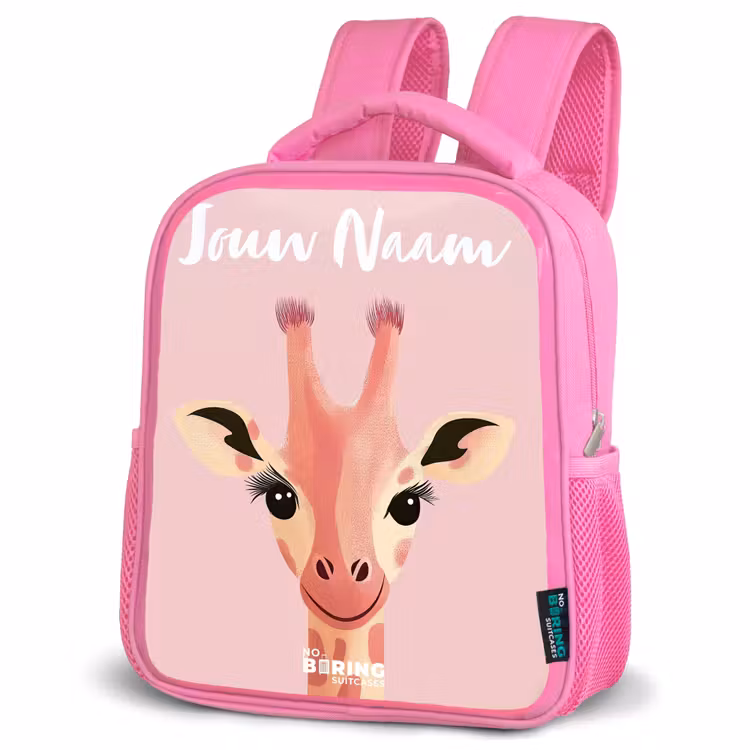 Kinderrugzak met naam - Roze - Giraffe - Wimpers - Minimalistisch - Roze — 4