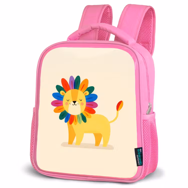 Kinderrugzak - Roze - Leeuw - Kleurrijke manen - Beige — 4