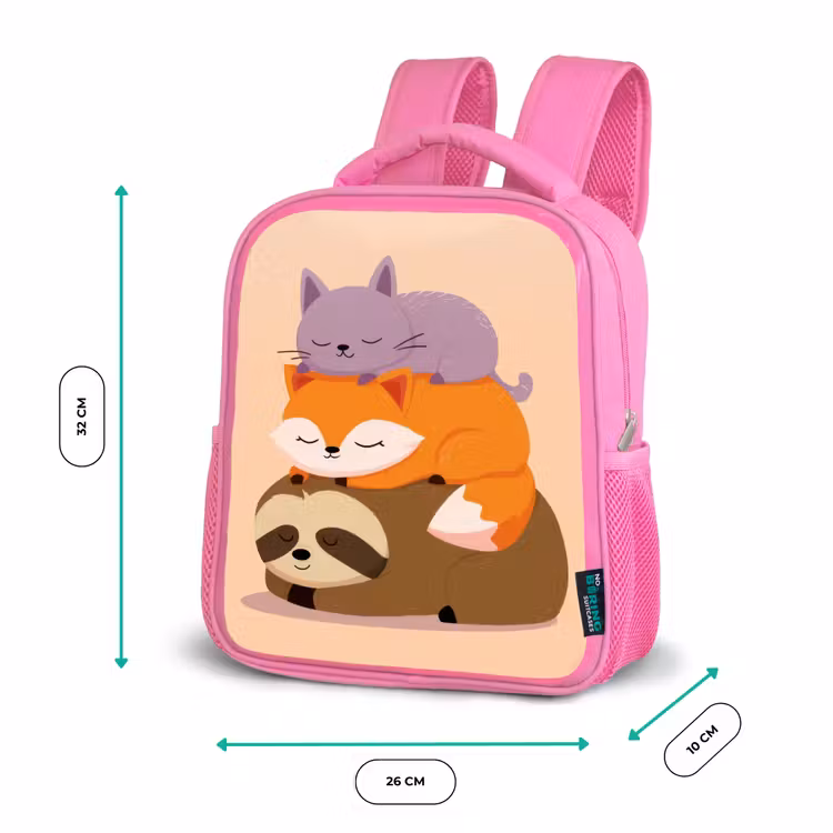 Kinderrugzak - Roze - Luiaard - Vos - Kat - Slaperig — 3