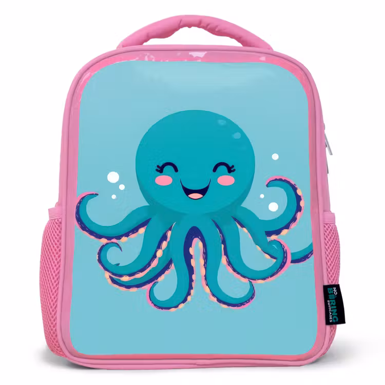 Kinderrugzak - Roze - Octopus - Blauw - Gezicht — 1