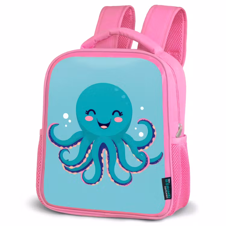 Kinderrugzak - Roze - Octopus - Blauw - Gezicht — 4