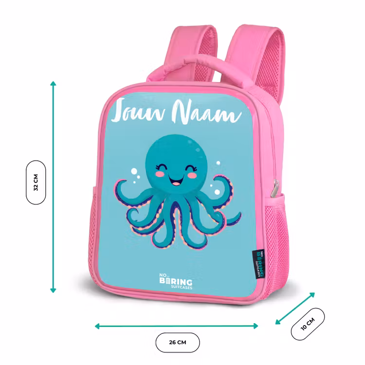 Kinderrugzak met naam - Roze - Octopus - Water - Blauw — 3