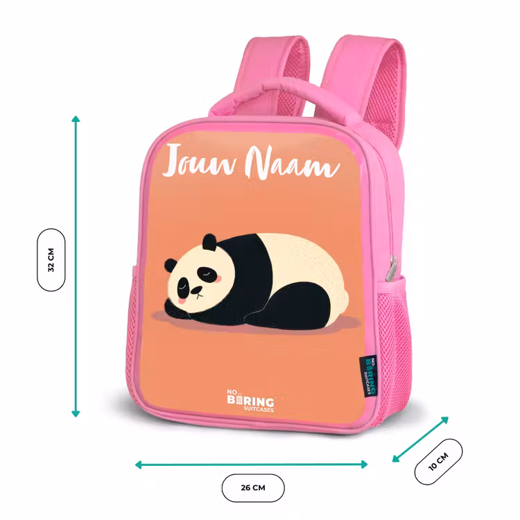 Kinderrugzak met naam - Roze - Panda - Slapen - Oranje — 3
