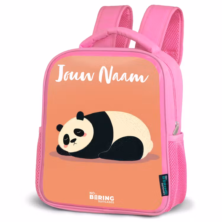 Kinderrugzak met naam - Roze - Panda - Slapen - Oranje — 4