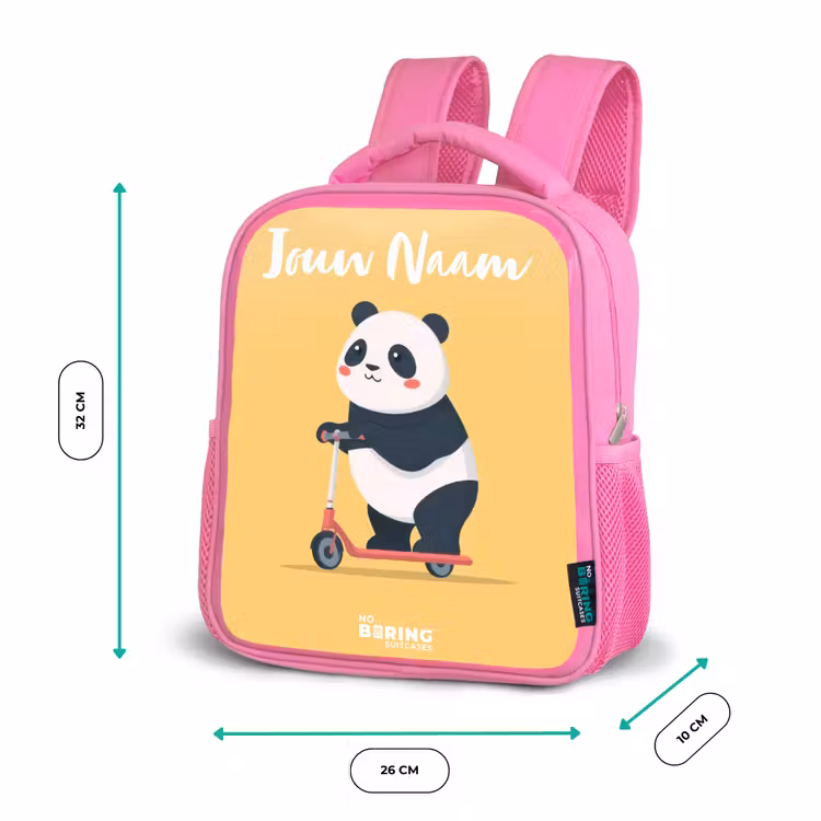 Kinderrugzak met naam - Roze - Panda - Step - Geel — 3