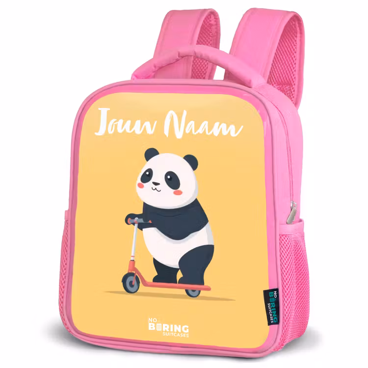 Kinderrugzak met naam - Roze - Panda - Step - Geel — 4