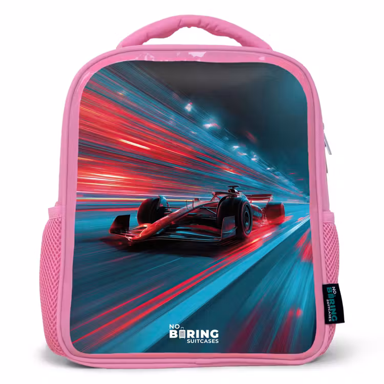 Kinderrugzak - Roze - Raceauto - Baan - Neon - Verlichting β 1
