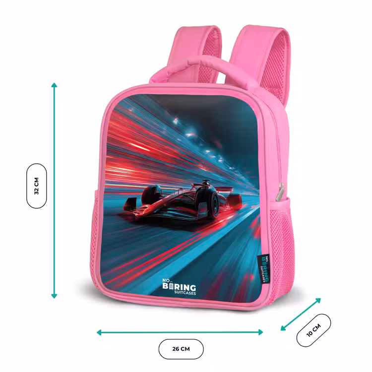 Kinderrugzak - Roze - Raceauto - Baan - Neon - Verlichting β 3