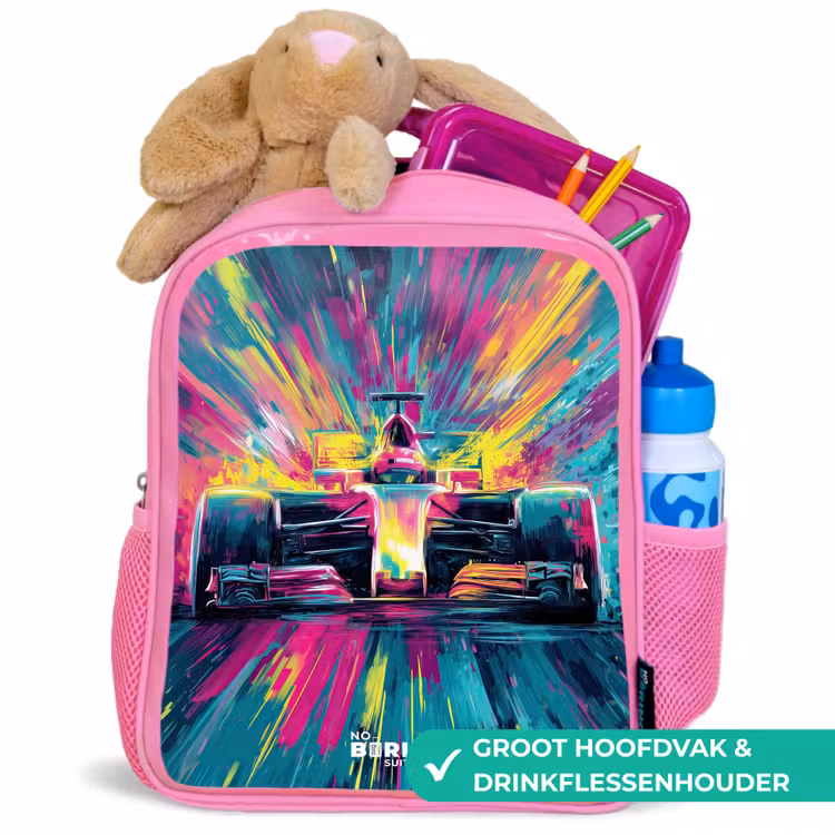 Kinderrugzak - Roze - Raceauto - Explosie - Kleurrijk - Abstract β 2