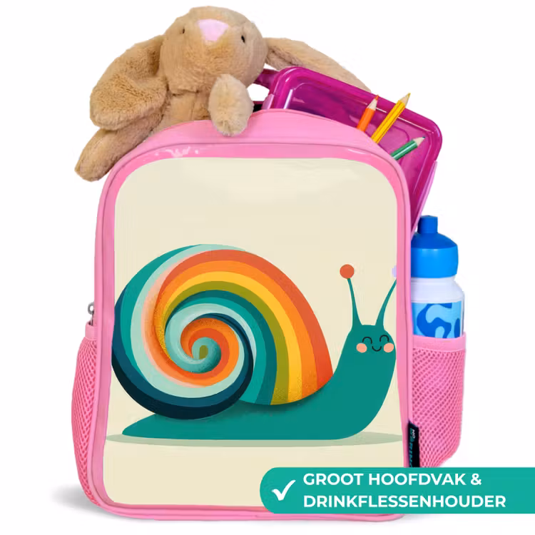 Kinderrugzak - Roze - Slak - Regenboogschild - Groen — 2