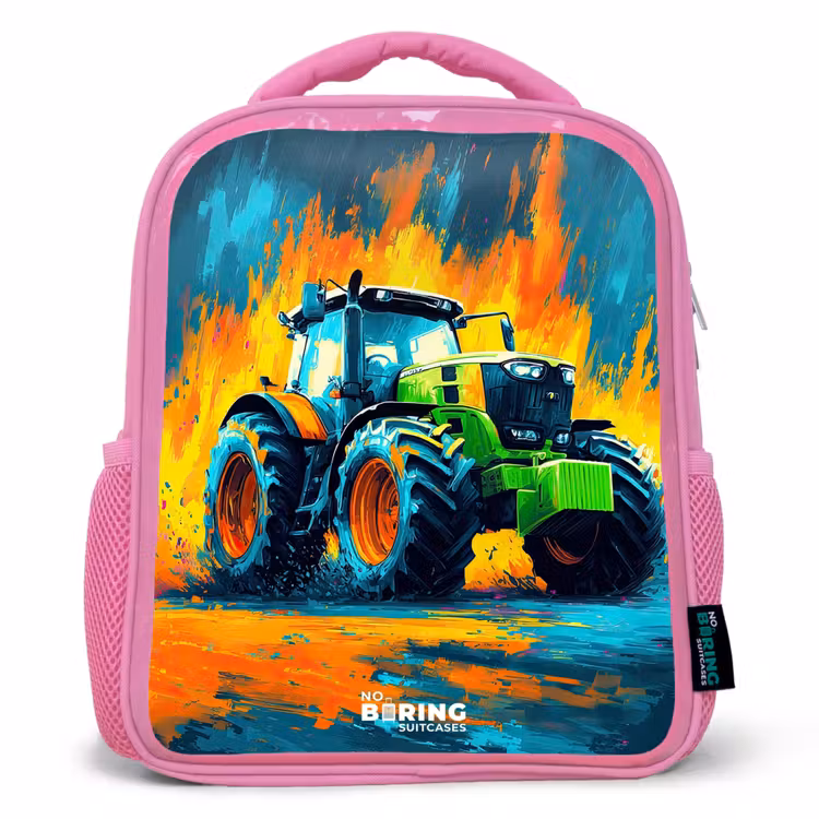 Kinderrugzak - Roze - Tractor - Groen - Abstract - Penseelstreken — 1