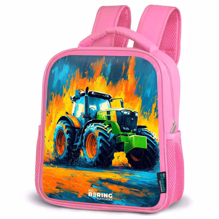 Kinderrugzak - Roze - Tractor - Groen - Abstract - Penseelstreken — 4