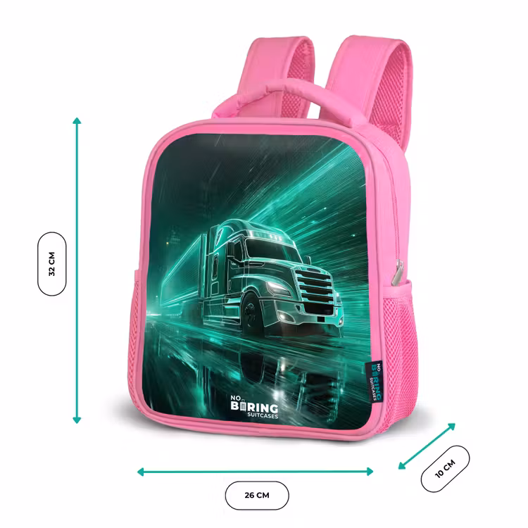 Kinderrugzak - Roze - Vrachtwagen - Neon - Groen - Stad β 3