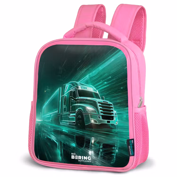 Kinderrugzak - Roze - Vrachtwagen - Neon - Groen - Stad β 4
