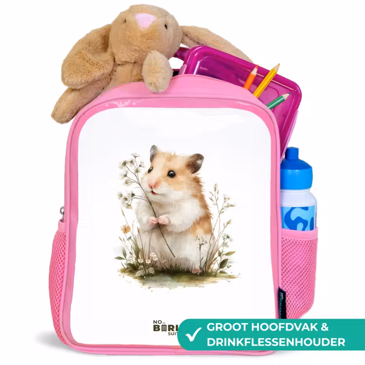 Kinderrugzak - Roze - Dier - Natuur - Hamster — 2