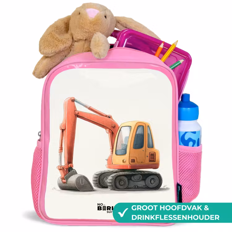 Kinderrugzak - Roze - Graafmachine - Getekend - Oranje — 2