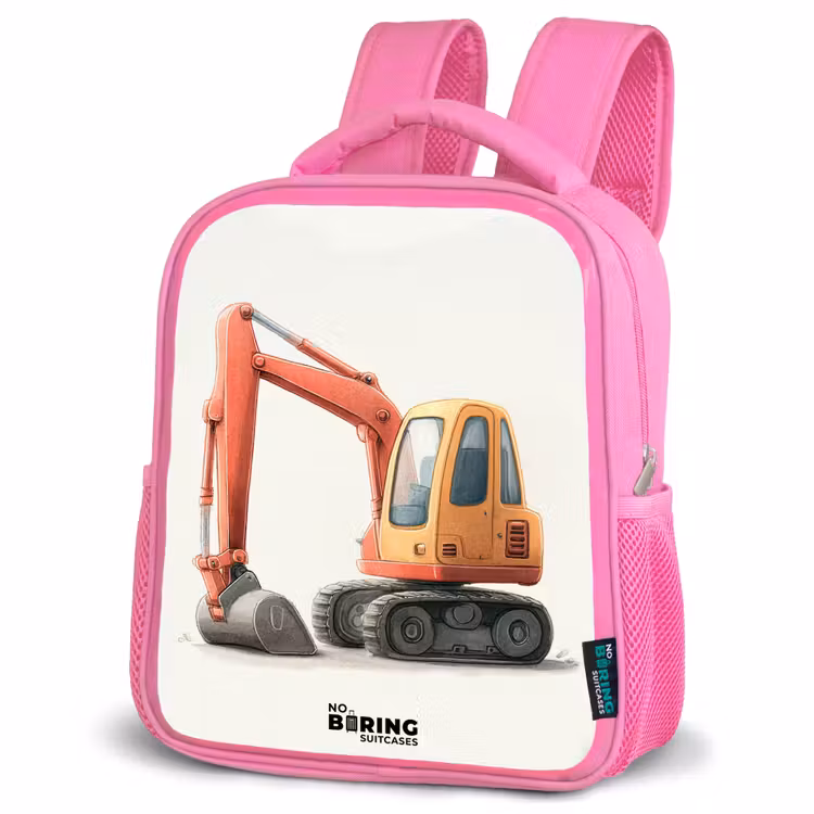 Kinderrugzak - Roze - Graafmachine - Getekend - Oranje — 4