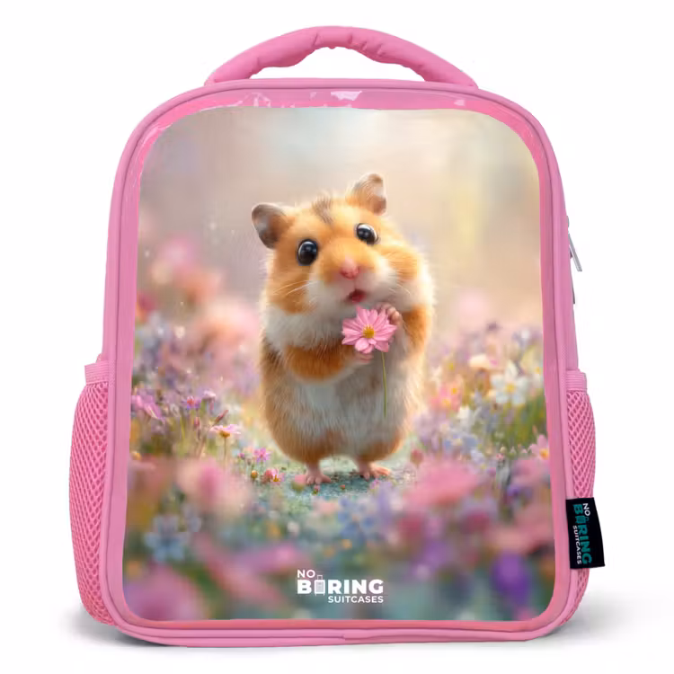 Kinderrugzak - Roze - Hamster - Bloem - Natuur - Dier β 1