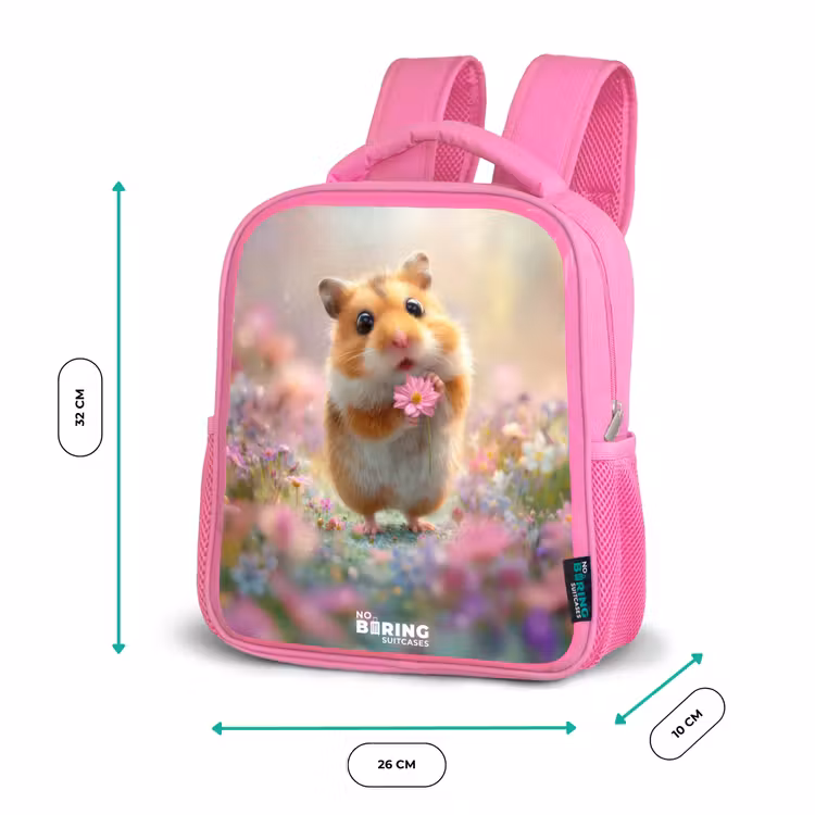 Kinderrugzak - Roze - Hamster - Bloem - Natuur - Dier β 3