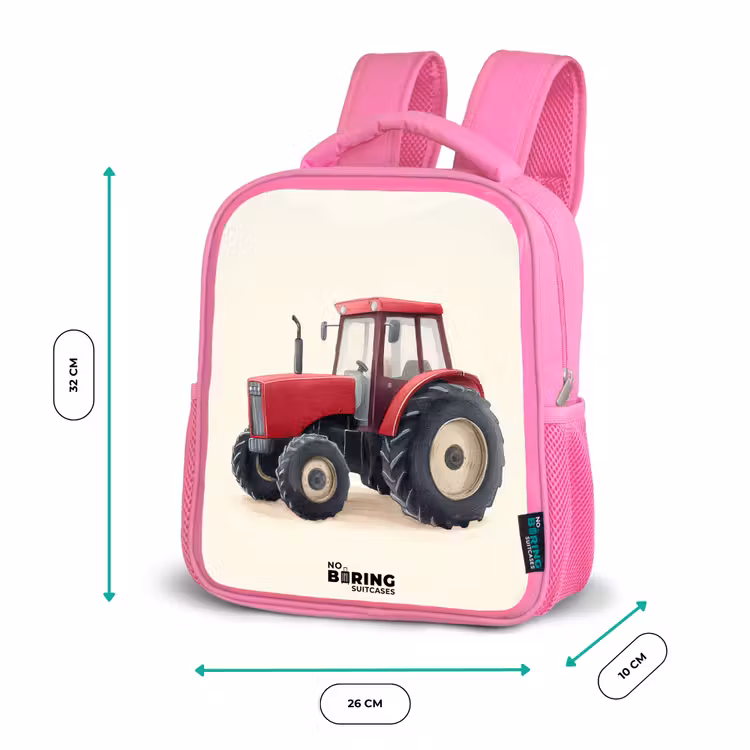 Kinderrugzak - Roze - Tractor - Getekend - Rood — 3