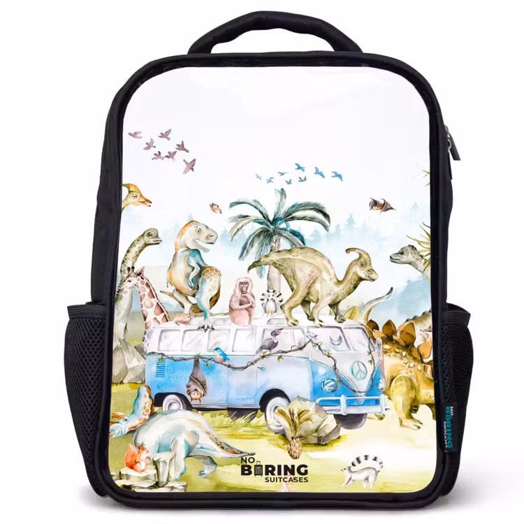 Kinderrugzak - Zwart - Busje met dino's — 1