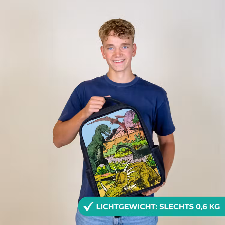 Kinderrugzak - Zwart - Dino's bij een vulkaan β 2