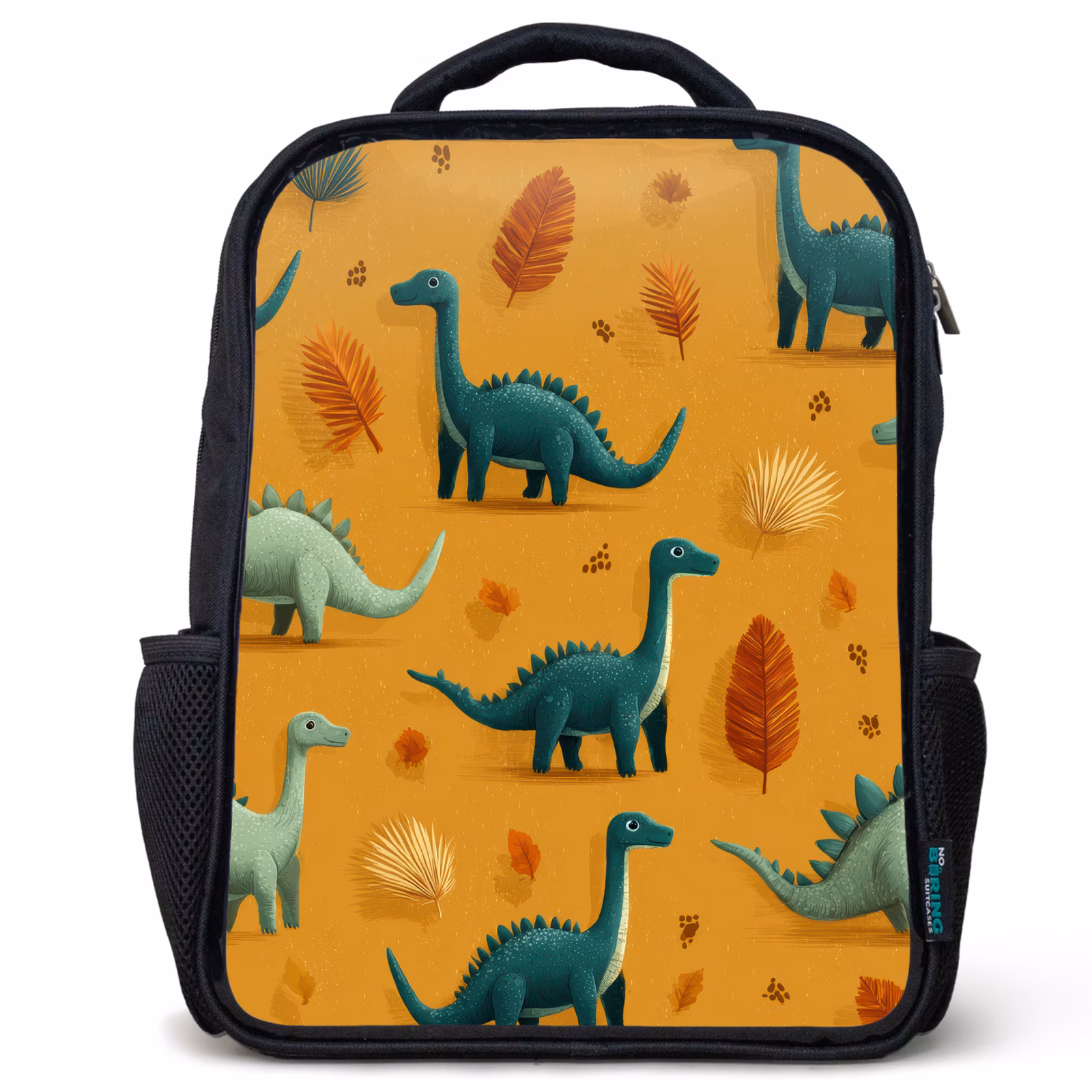 Kinderrugzak - Zwart - Dinosaurussen - Stekels - Herfstbladeren - Bruin — 1