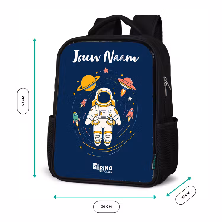Kinderrugzak met naam - Zwart - Astronaut - Planeet - Sterren - Raket — 5