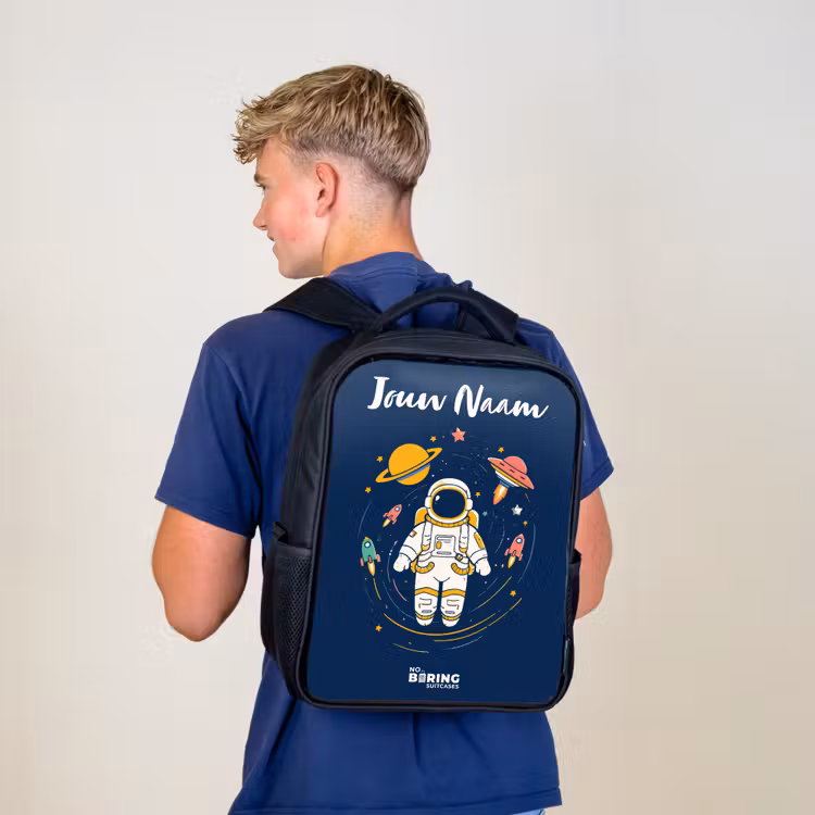 Kinderrugzak met naam - Zwart - Astronaut - Planeet - Sterren - Raket — 6